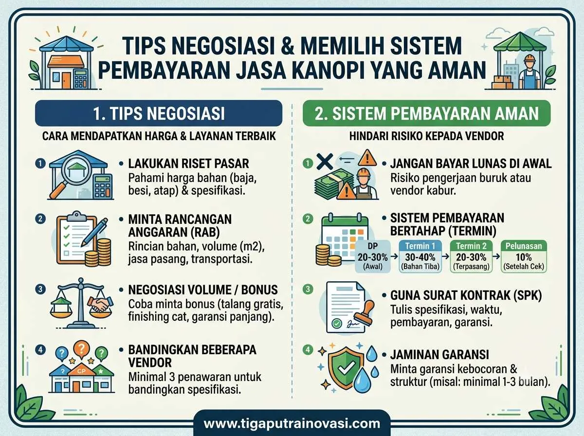 Panduan Lengkap Negosiasi dan Sistem Pembayaran Aman untuk Jasa Kanopi